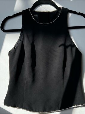 Jones New York Black Jewel-Trim Sleeveless Top